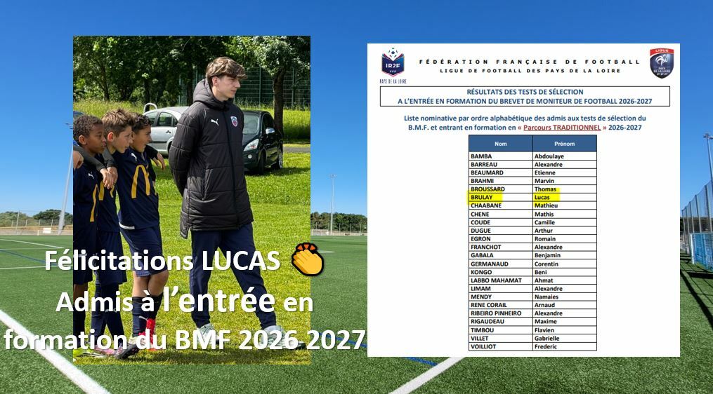 Lucas admis en formation BMF 2026 2027 👏