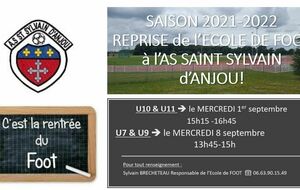 dates de REPRISE Ecole de FOOT pour les U7-U9 et U10-U11 !