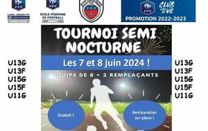 TOURNOI SEMI NOCTURNE 7 et 8 juin : il reste des places pour des U13F !