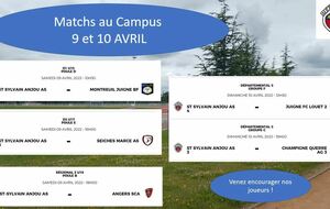 MATCHS AU CAMPUS 9 et 10 AVRIL !