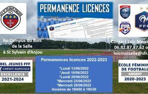 Permanences LICENCES 2022 2023 !
