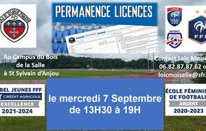 PERMANENCE LICENCES le MERCREDI 7 SEPTEMBRE !