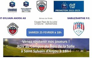 U19 : 8ème de finale Coupe Pays de la Loire demain 18h !