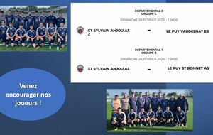 SENIORS A et B et VETERANS au Campus le dimanche 26 Février !