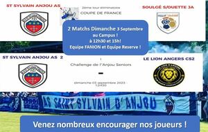 2 MATCHS DE COUPE au CAMPUS le 3 Septembre !