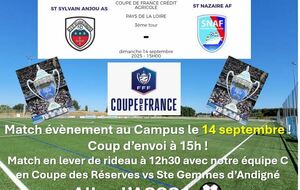 MATCH COUPE DE FRANCE au Campus vs ST NAZAIRE le 14 septembre !