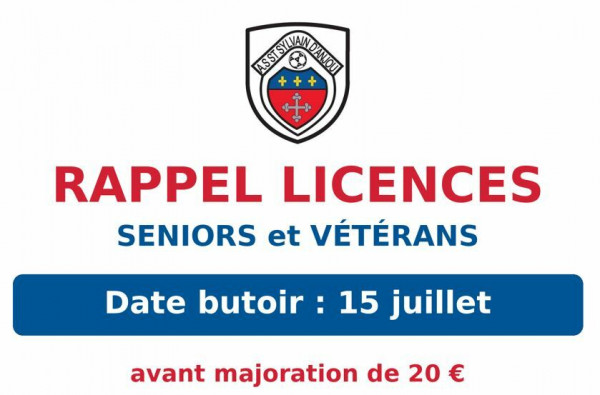 RAPPEL DATE BUTOIR LICENCES SENIORS et VETERANS !