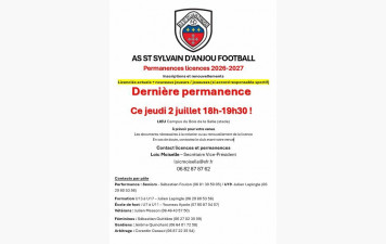 📣Ce jour jeudi 2 juillet dernière  permanence licences avant la reprise !