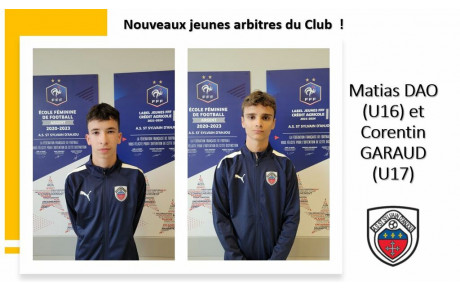 Nouveaux jeunes arbitres du Club !