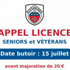 RAPPEL DATE BUTOIR LICENCES SENIORS et VETERANS !